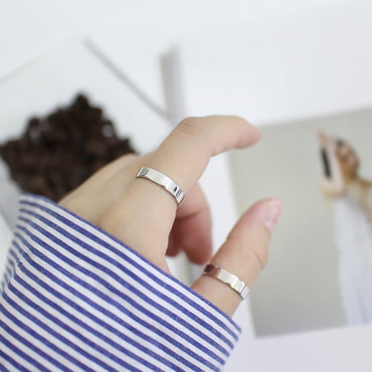 Smooth Surface 4mm 925 Sterling Silver Adjustable Ring