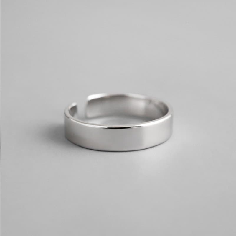 Smooth Surface 4mm 925 Sterling Silver Adjustable Ring