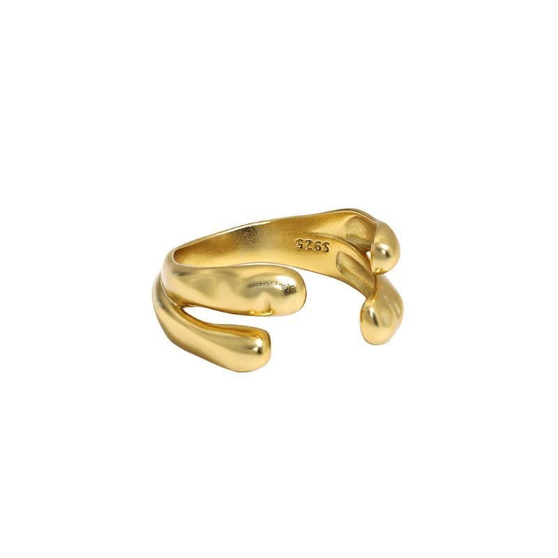 Double Layers Drop Water 925 Sterling Silver Adjustable Ring
