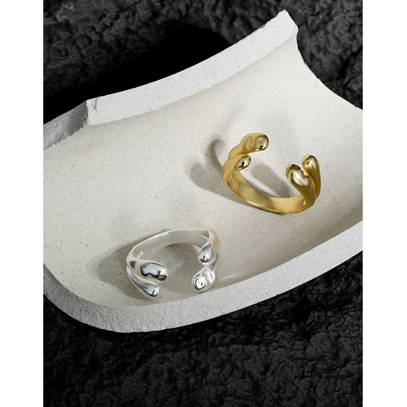 Double Layers Drop Water 925 Sterling Silver Adjustable Ring