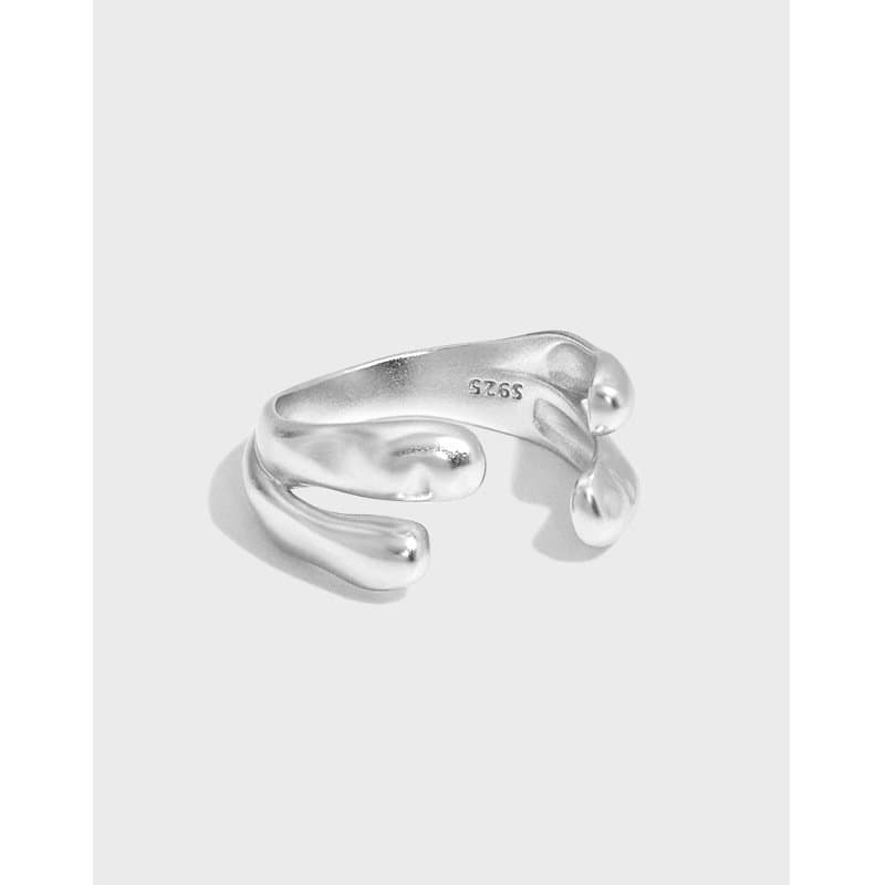 Double Layers Drop Water 925 Sterling Silver Adjustable Ring