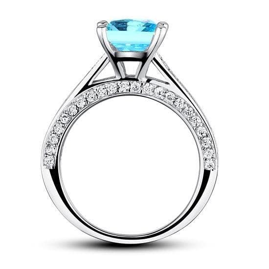 1.5 Carat Princess Cut Fancy Blue Created Diamond Ring