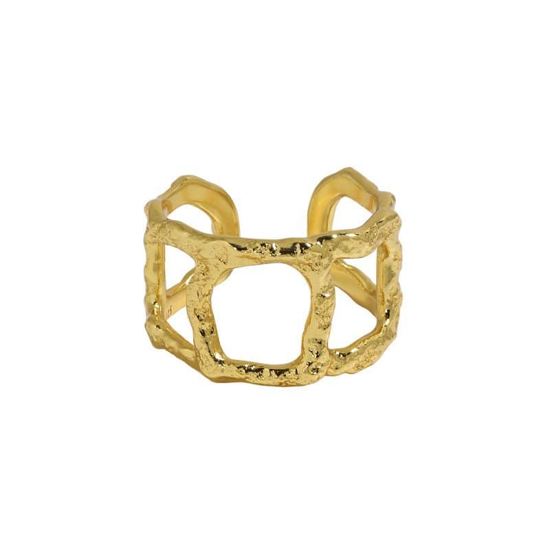 Hollow Chain Wide 925 Sterling Silver Adjustable Ring
