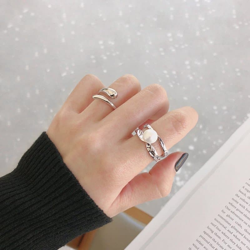 A Water Drop 925 Sterling Silver Adjustable Ring