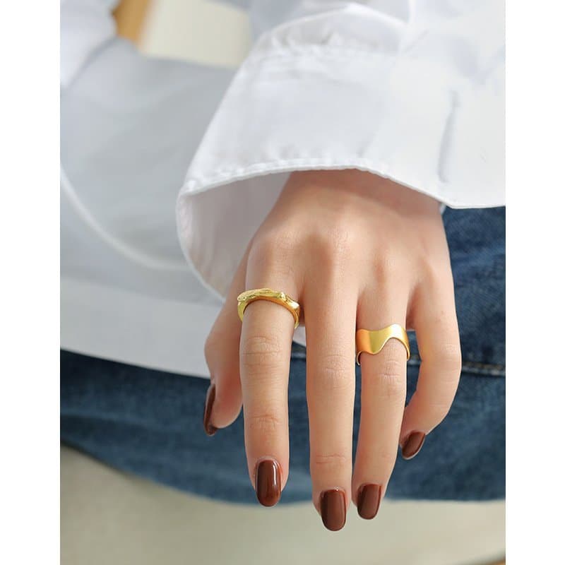 Irregular Wave 925 Sterling Silver Adjustable Ring