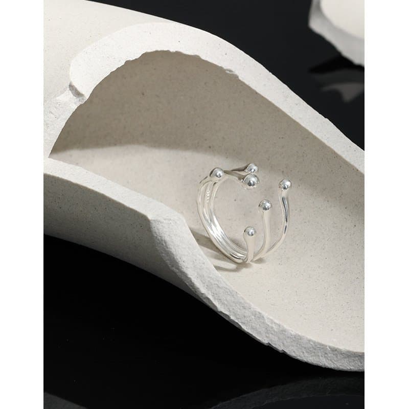 Irregular Beads Branch 925 Sterling Silver Adjustable Ring