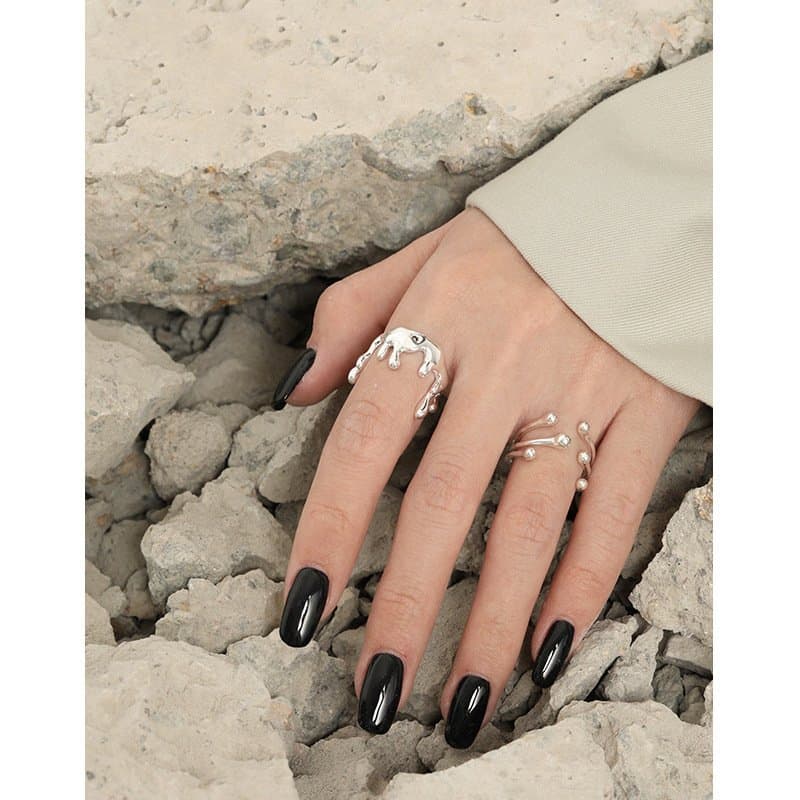 Irregular Beads Branch 925 Sterling Silver Adjustable Ring