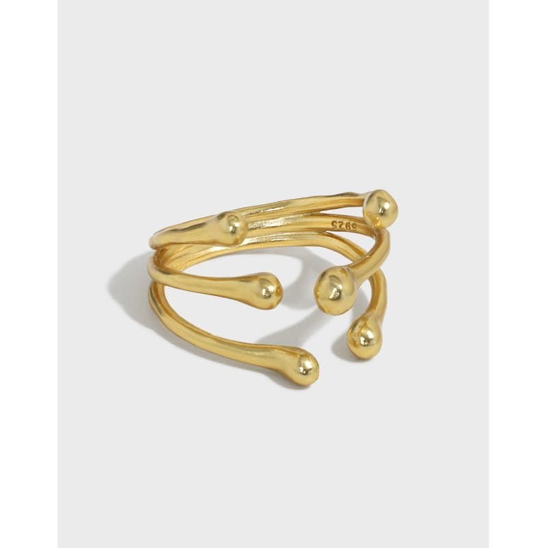 Irregular Beads Branch 925 Sterling Silver Adjustable Ring