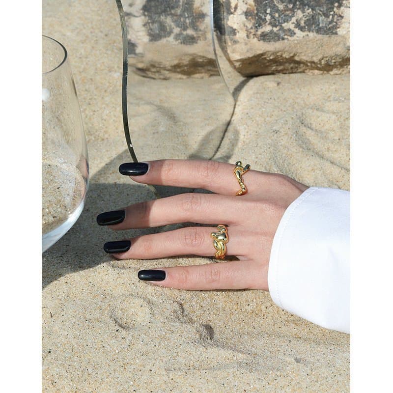Irregular Sea Wave 925 Sterling Silver Adjustable Ring