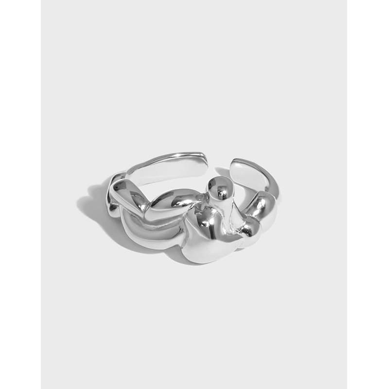 Irregular Sea Wave 925 Sterling Silver Adjustable Ring