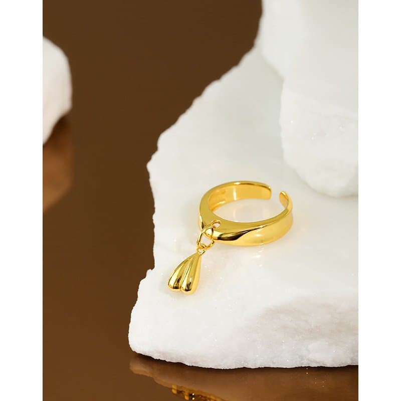 Drop Heart 925 Sterling Silver Adjustable Ring