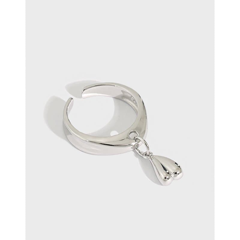 Drop Heart 925 Sterling Silver Adjustable Ring