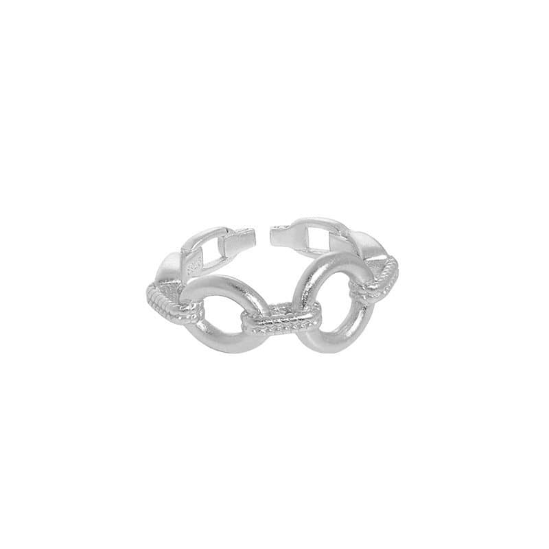 Rolo Chain Hollow 925 Sterling Silver Adjustable Ring