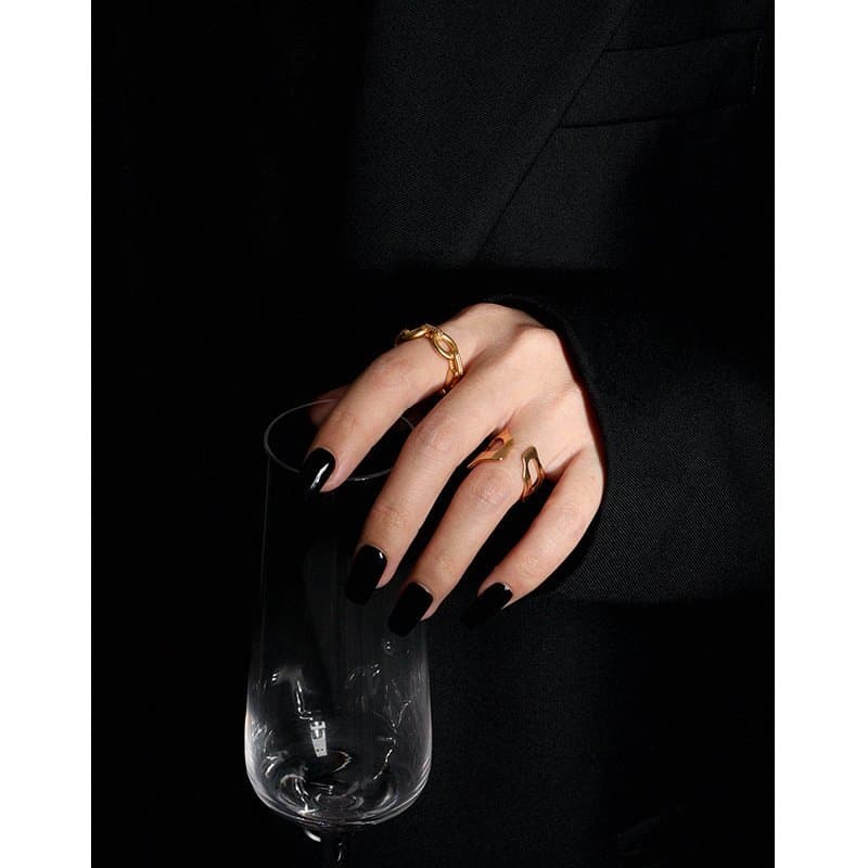 Rolo Chain Hollow 925 Sterling Silver Adjustable Ring