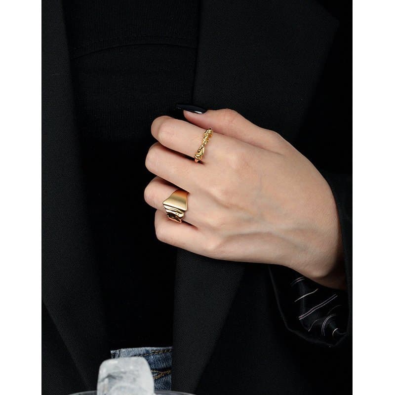 Irregular Wide 925 Sterling Silver Adjustable Ring