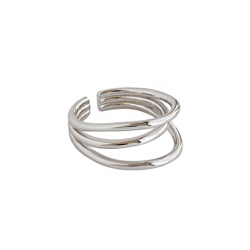 Geometric Triple Layers Open 925 Sterling Silver Adjustable Ring