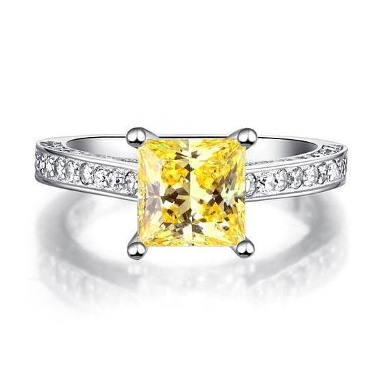 1.5 Carat Princess Cut Yellow Canary Created Diamond Ring