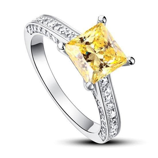 1.5 Carat Princess Cut Yellow Canary Created Diamond Ring