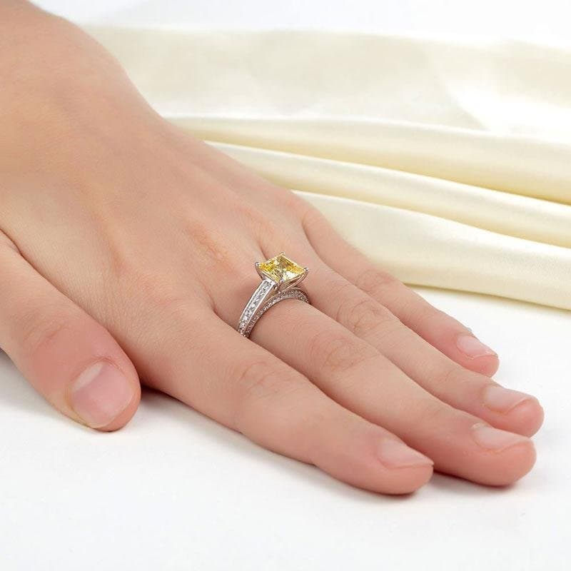 1.5 Carat Princess Cut Yellow Canary Created Diamond Ring