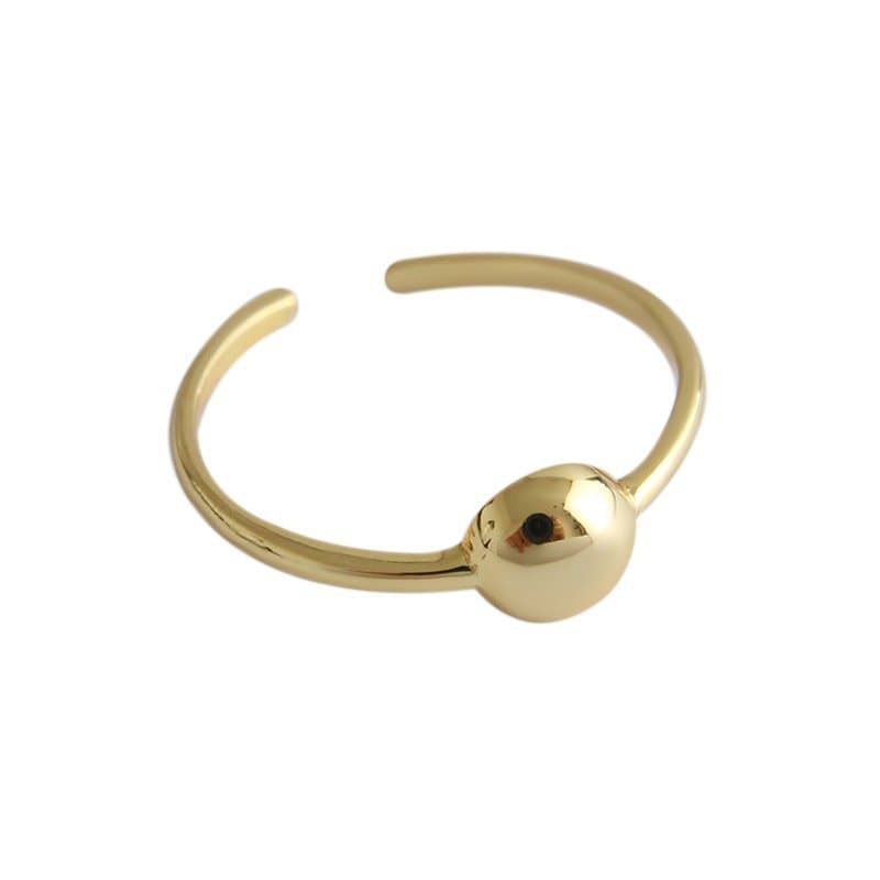 Single Round Ball 925 Sterling Silver Adjustable Ring