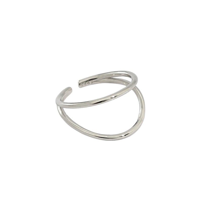 Double Layers Open 925 Sterling Silver Adjustable Ring