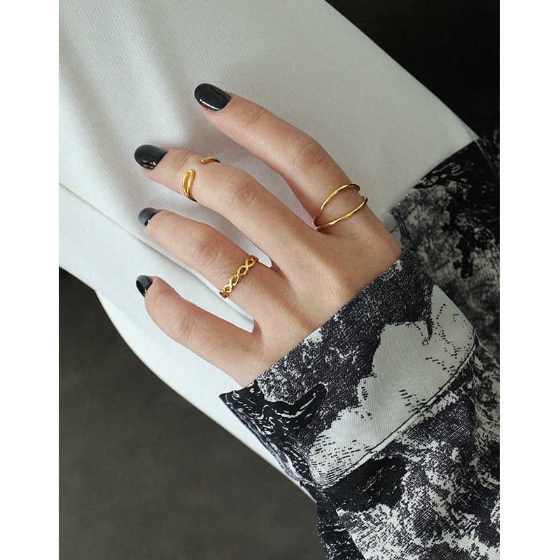 Double Layers Open 925 Sterling Silver Adjustable Ring