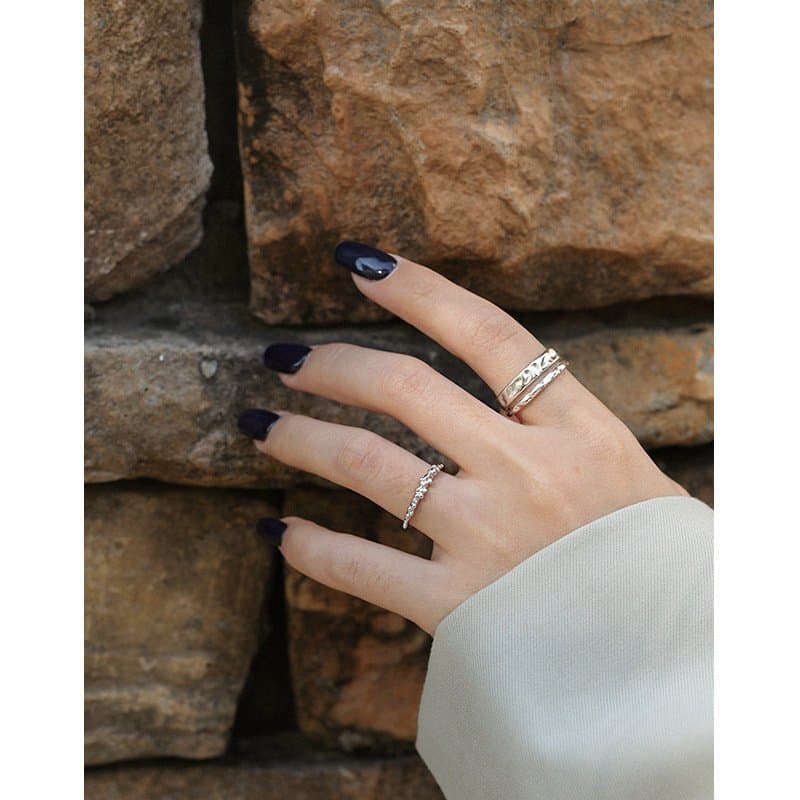 Round Bubbles Beans 925 Sterling Silver Adjustable Ring