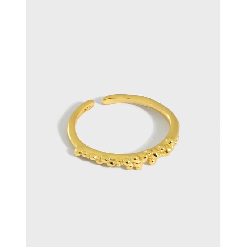 Round Bubbles Beans 925 Sterling Silver Adjustable Ring