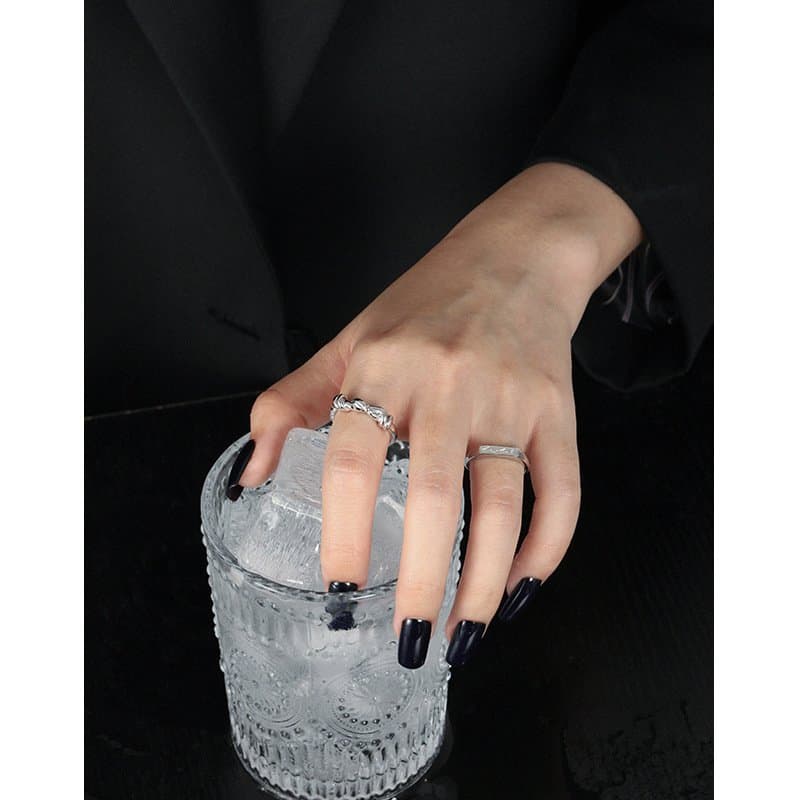 Tulips Flower Geometric 925 Sterling Silver Adjustable Ring