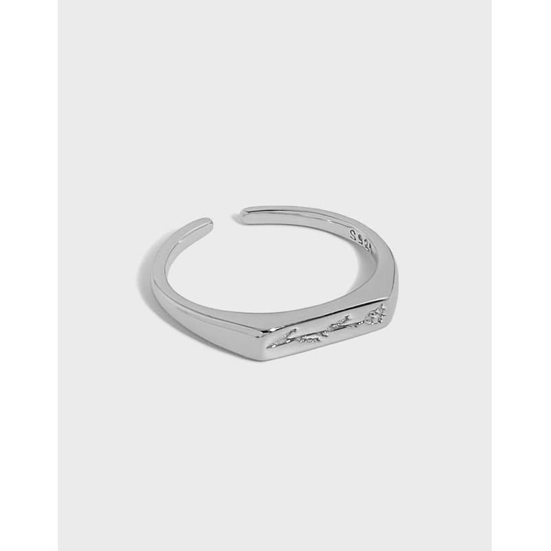 Tulips Flower Geometric 925 Sterling Silver Adjustable Ring