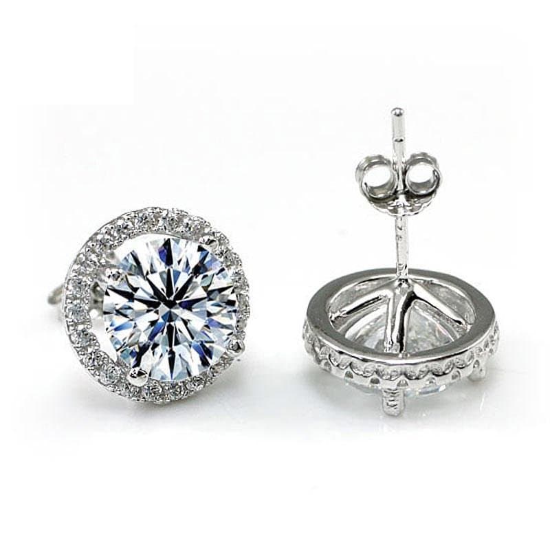 2 Carat Round Cut Created Diamond Halo Stud Earrings