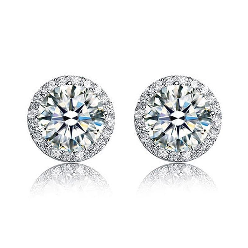 2 Carat Round Cut Created Diamond Halo Stud Earrings
