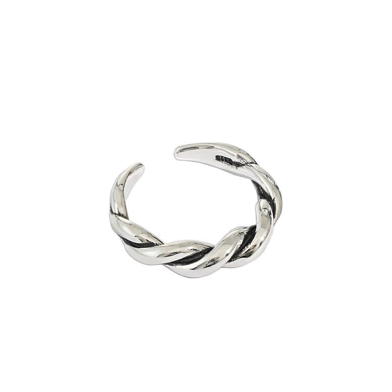 Twisted Simple 925 Sterling Silver Adjustable Ring