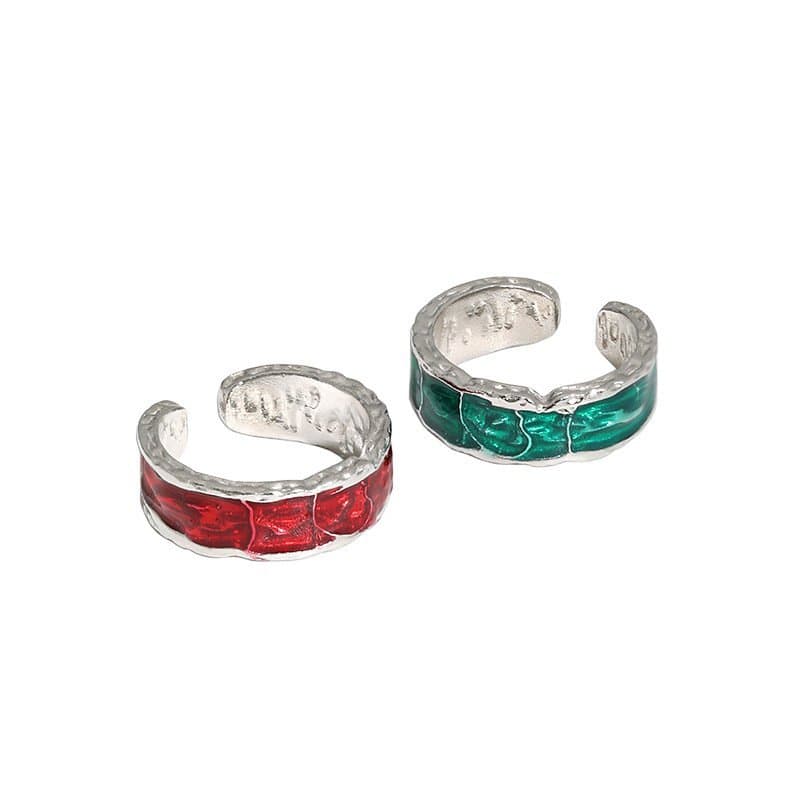 Geometric Epoxy Glittering River 925 Sterling Silver Adjustable Ring
