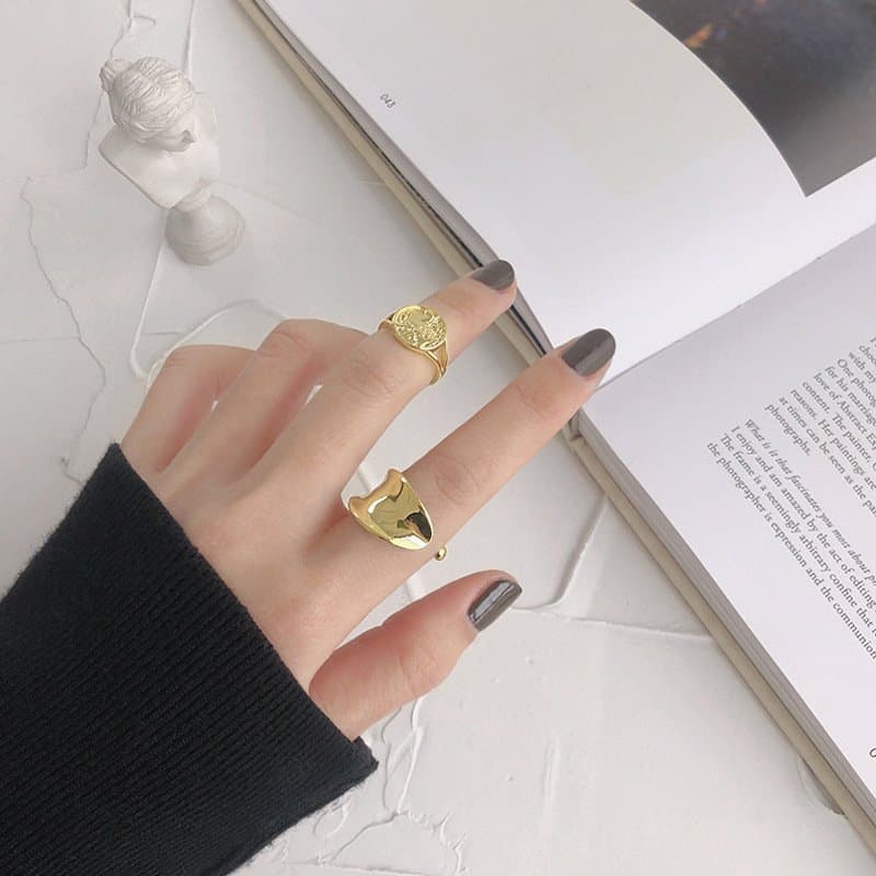 Portrait Coin Round 925 Sterling Silver Adjustable Ring