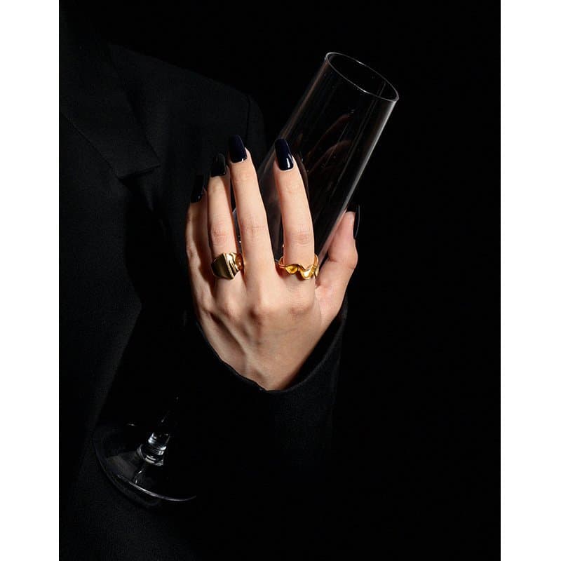 Irregular Wave 925 Sterling Silver Adjustable Ring