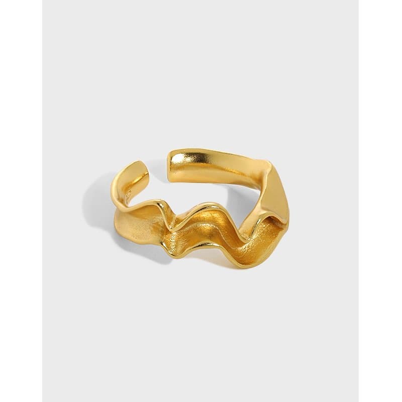 Irregular Wave 925 Sterling Silver Adjustable Ring