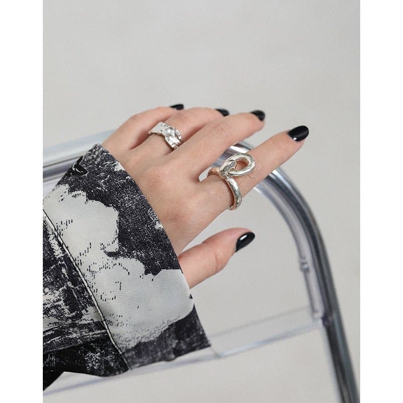 Hollow Buckle 925 Sterling Silver Adjustable Ring