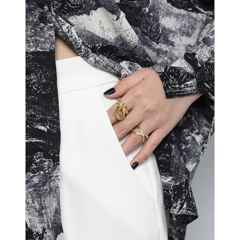 Hollow Buckle 925 Sterling Silver Adjustable Ring
