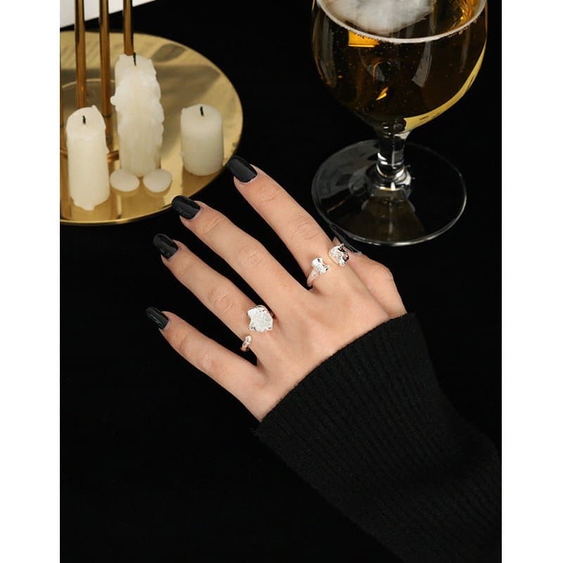 Bones Irregular 925 Sterling Silver Adjustable Ring