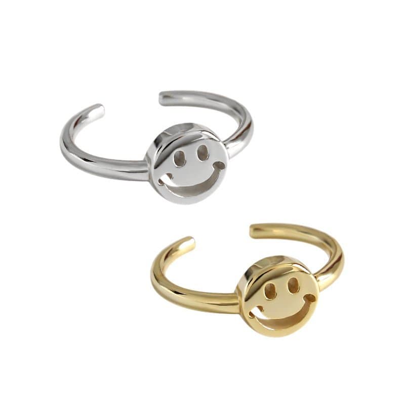 Smile Face 925 Sterling Silver Adjustable Ring