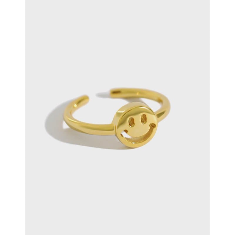 Smile Face 925 Sterling Silver Adjustable Ring