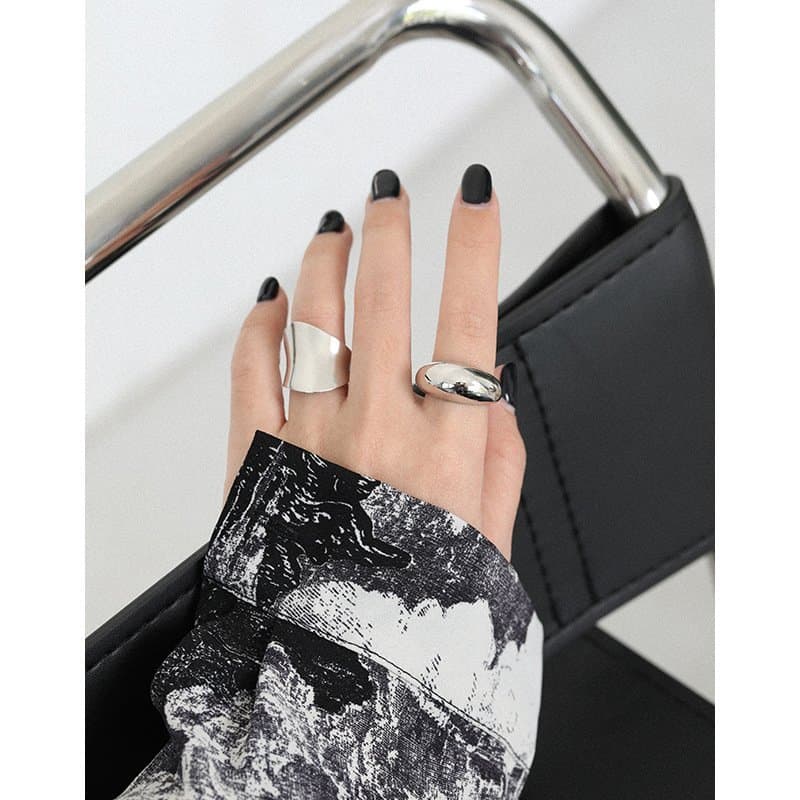 Geometric Circular Arc 925 Sterling Silver Adjustable Ring