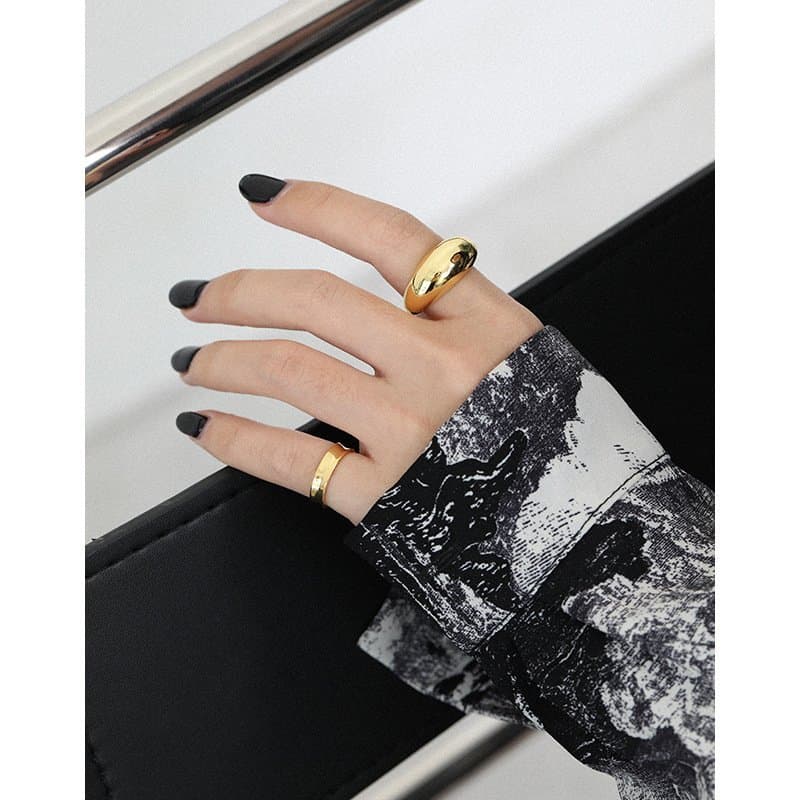 Geometric Circular Arc 925 Sterling Silver Adjustable Ring