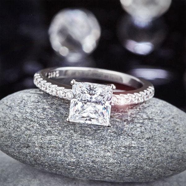 1.5 Ct Princess Cut Created Diamond Ring