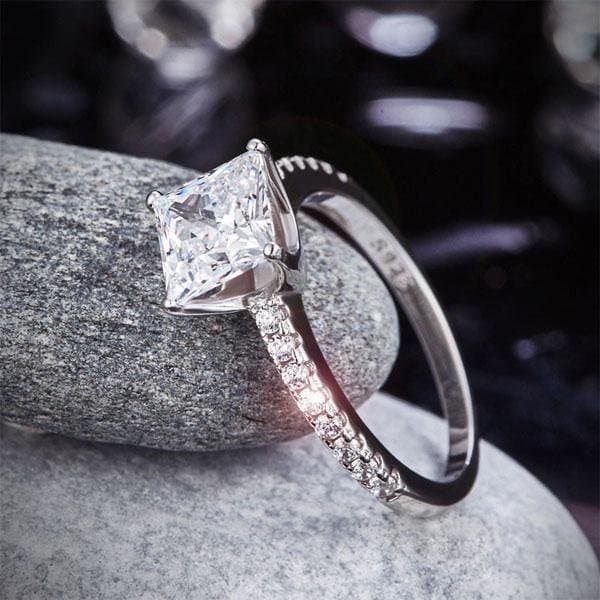 1.5 Ct Princess Cut Created Diamond Ring