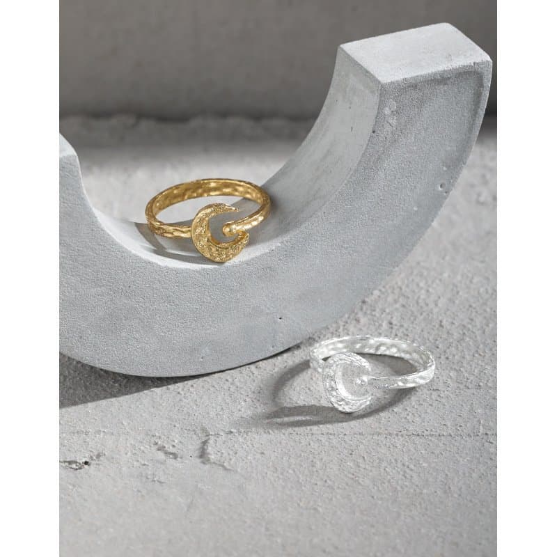 Crescent Moon 925 Sterling Silver Adjustable Ring