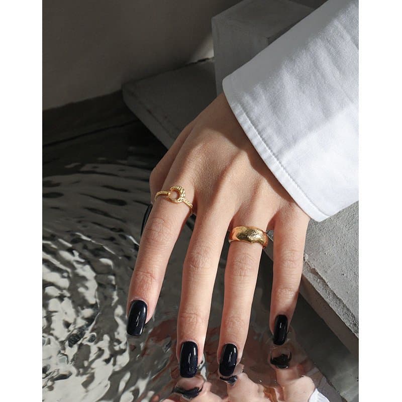 Crescent Moon 925 Sterling Silver Adjustable Ring