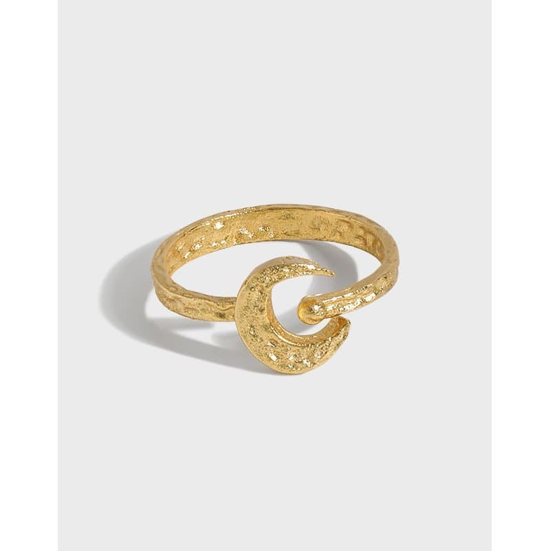 Crescent Moon 925 Sterling Silver Adjustable Ring