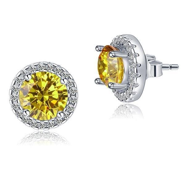 2.5 Carat Round Fancy Yellow Halo (Removable) Stud Earrings
